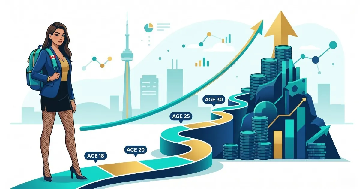 Annual $1,000 investing path from age 18 showing how early contributions can grow into a larger portfolio