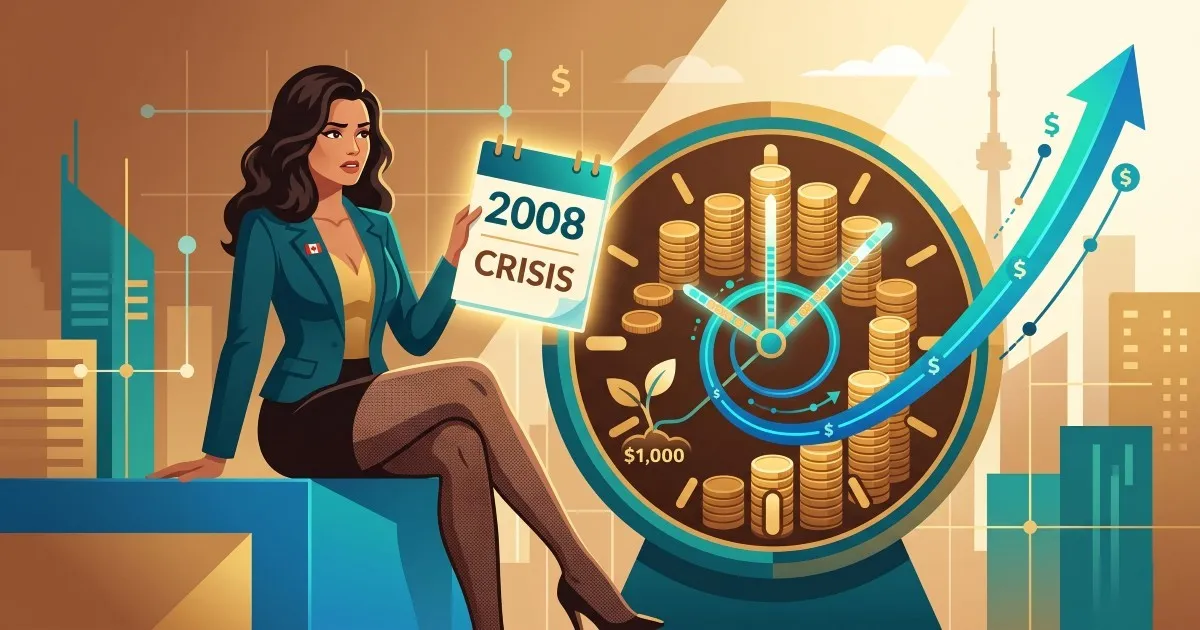 2008 market crash and recovery timeline showing what a $1,000 investment felt like during the financial crisis