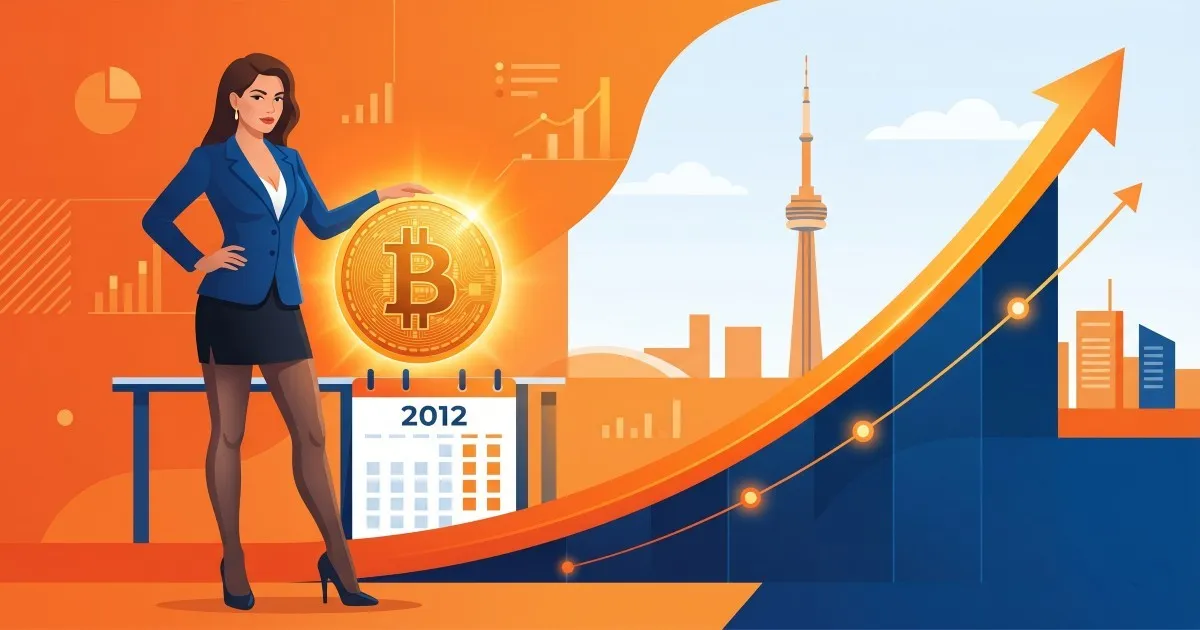 Bitcoin 2012 calendar and growth curve showing the potential return from a $1,000 early investment