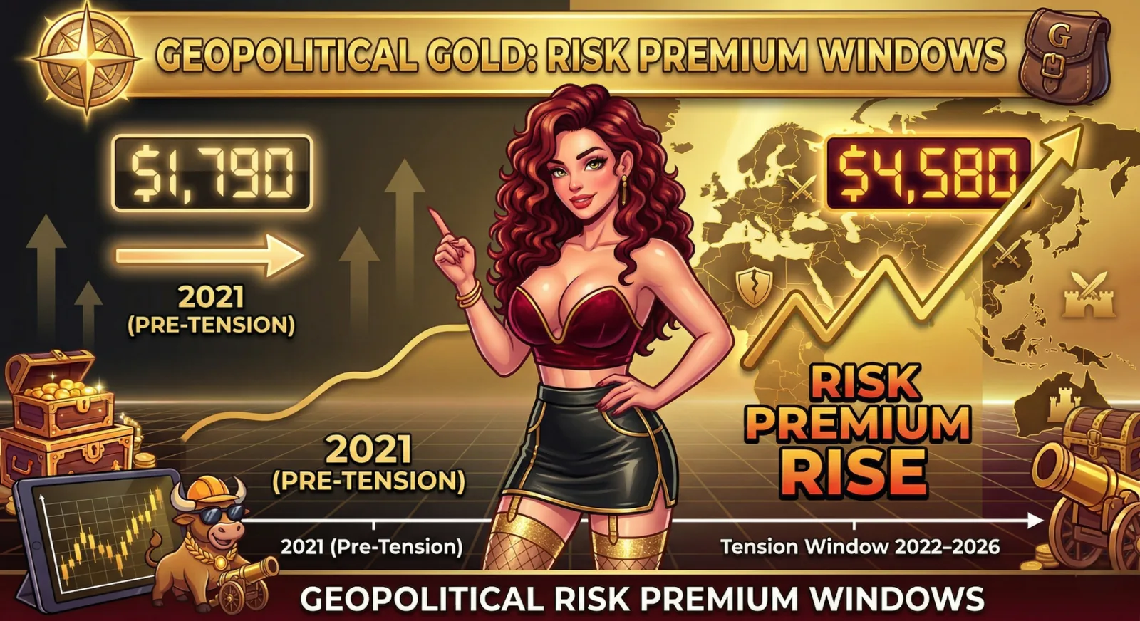 Geopolitical gold risk-premium infographic
