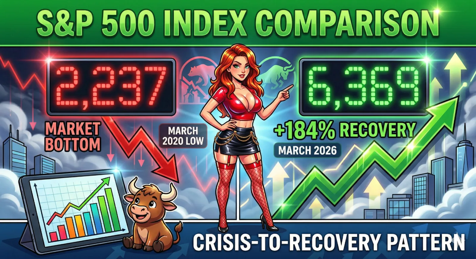 S&P 500 crisis-to-recovery infographic